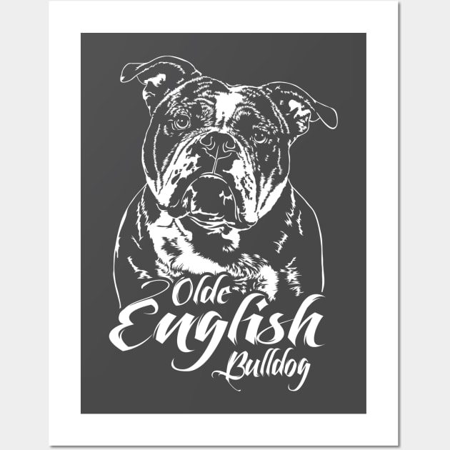 Olde English Bulldog dog lover dog portrait Wall Art by wilsigns